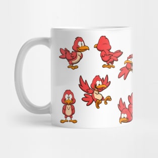 Cute CartoonRed Bird With Different Poses Mug